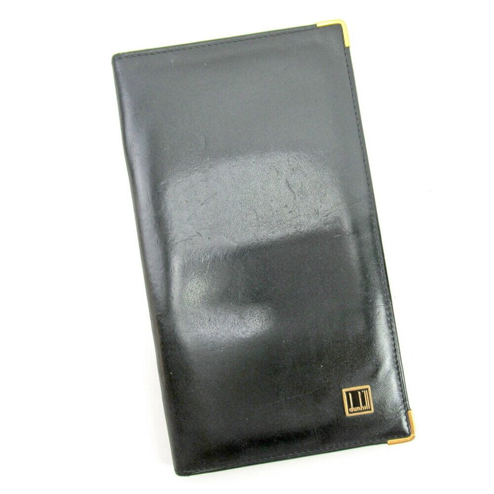 dunhill Long Bill Compartment purse Men''s Black Leather Sale used E1460